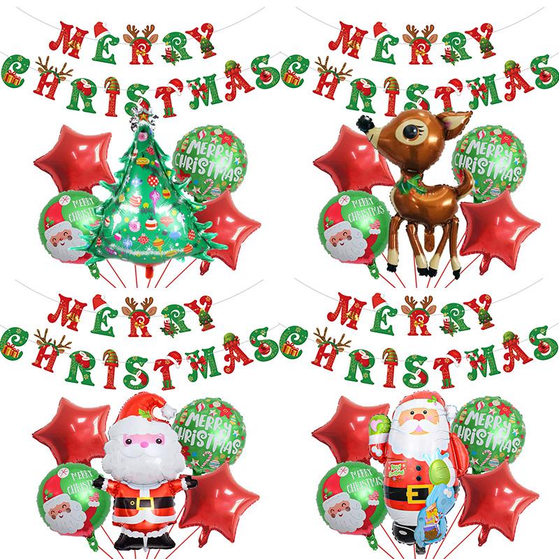 Christmas Balloon Set Santa Snowman Christmas Tree Balloon Bundle New Year Digital Balloon Christmas Party Decoration Props