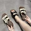 Fashion 2024 Size 35-40 Women Flats Slides Slippers Real Leather Low Heels Summer Shoes  Ins Fashion Casual Beach Daily Dress