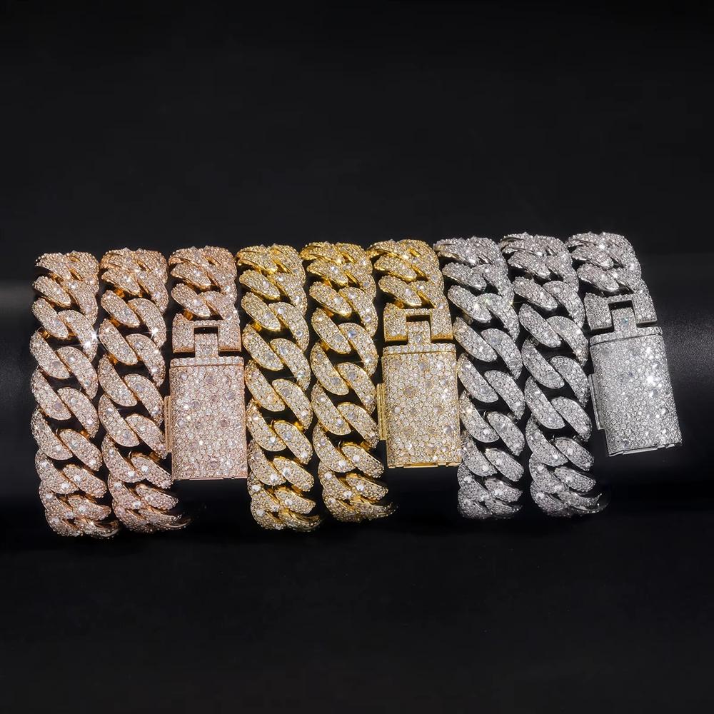 Fizz Bubble Cuban Bracelet 16mm Full Set Zircon Men Hip Hop Jewelry Trendy in Stock
