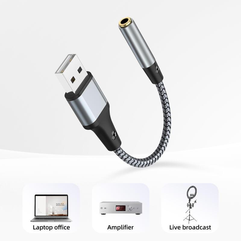 HdoorLink Аудио-адаптер с разъемом USB на 3,5 мм для настольных компьютеров и ноутбуков, внешняя звуковая карта, микрофон, аудиоадаптер