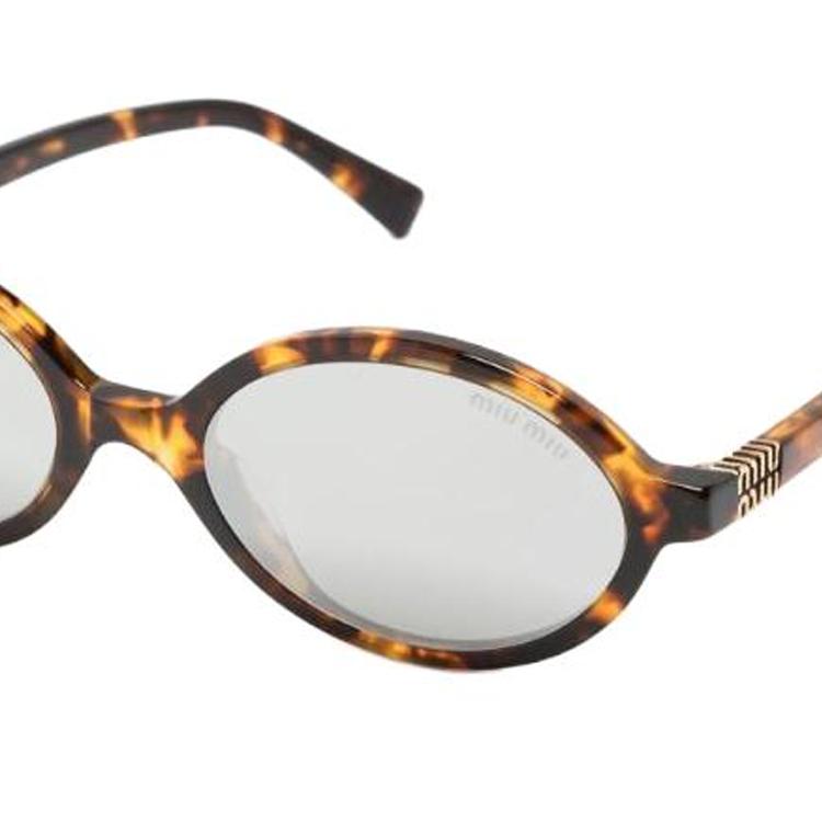 MIU MIU Regard Солнцезащитные очки Овальные с Логотипом-Буквой Женские Очки Черепаховый Окрас SMU04Z