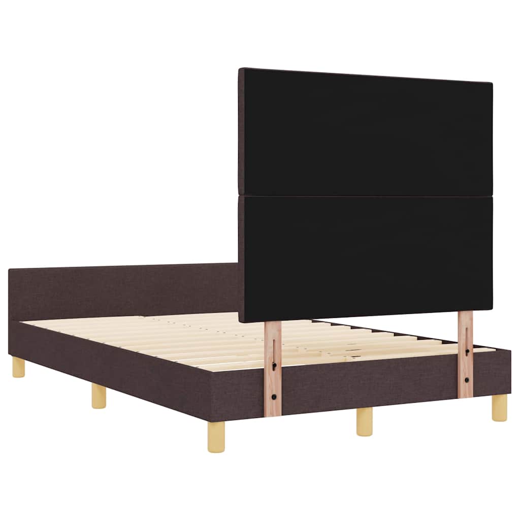 Platform Bed with Headboard Dark Brown 120 x 200 cm Fabric