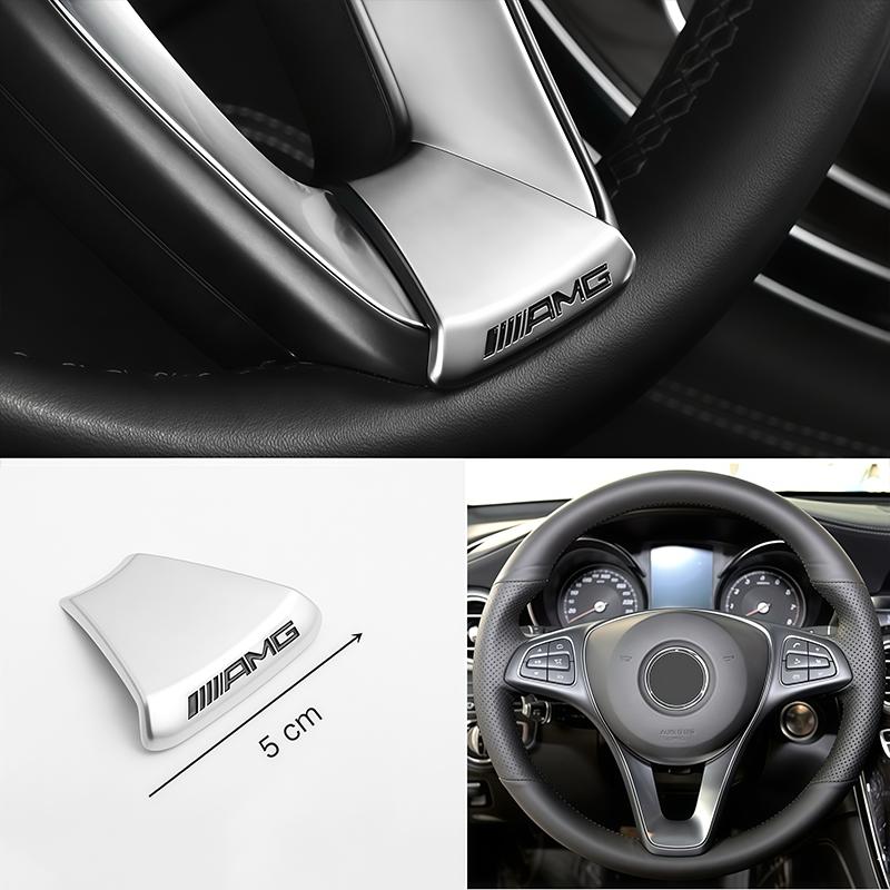 AABIE1 Car Steering Wheel Sticker Metal Logo Decoration For Mercedes Benz AMG GLC W203 W205 W206 W220 W211 W212 W201 W210 W108 E Class