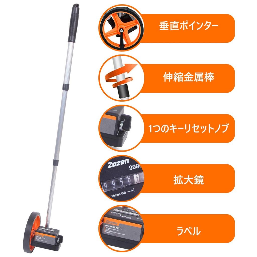 Zozen Walking Measure Измерение расстояния Измерение дороги 6 дюймов Телескопическое 10 см-9999 м Измерительное колесо Измерительное колесо Начальная точка Стрелка отмечена