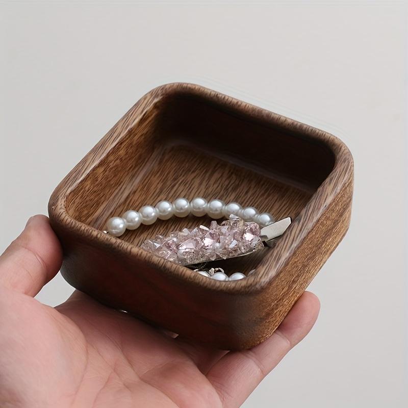 1pc Multi-Function Jewelry Storage Box & Key Organizer, Walnut Wood Entryway Tray for Rings, Earrings - Desktop Drawer Organizer