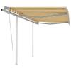 Manual Retractable Awning - vidaXL - 3.5x2.5 M - Yellow and White - Aluminium - UV Resistant