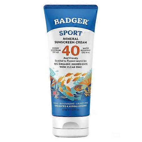 Минеральный солнцезащитный крем Badger Balm SPF 40 Sport, 2,9 унции