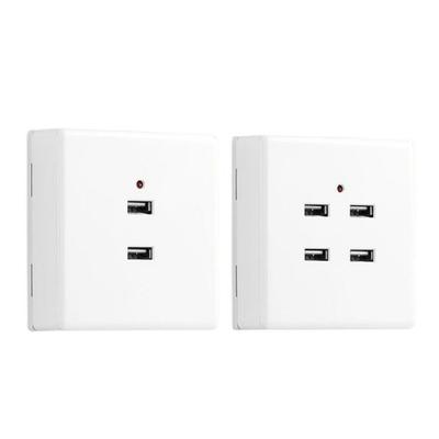 USB-панель с розеткой и зарядным устройством, 2/4 порта, быстрая зарядка, настенная панель для смартфонов, планшетов и других устройств, 86x86 мм