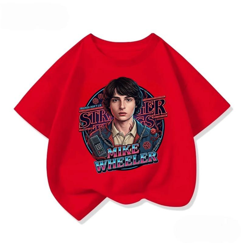 Модная детская футболка со стильным принтом 'Stranger Things', Крутой уличный стиль, Летняя повседневная одежда