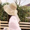 Lace Bow Three-dimensional Crochet Straw Hat Foldable Big Brim Hat Children Spring and Summer Beach Visor New