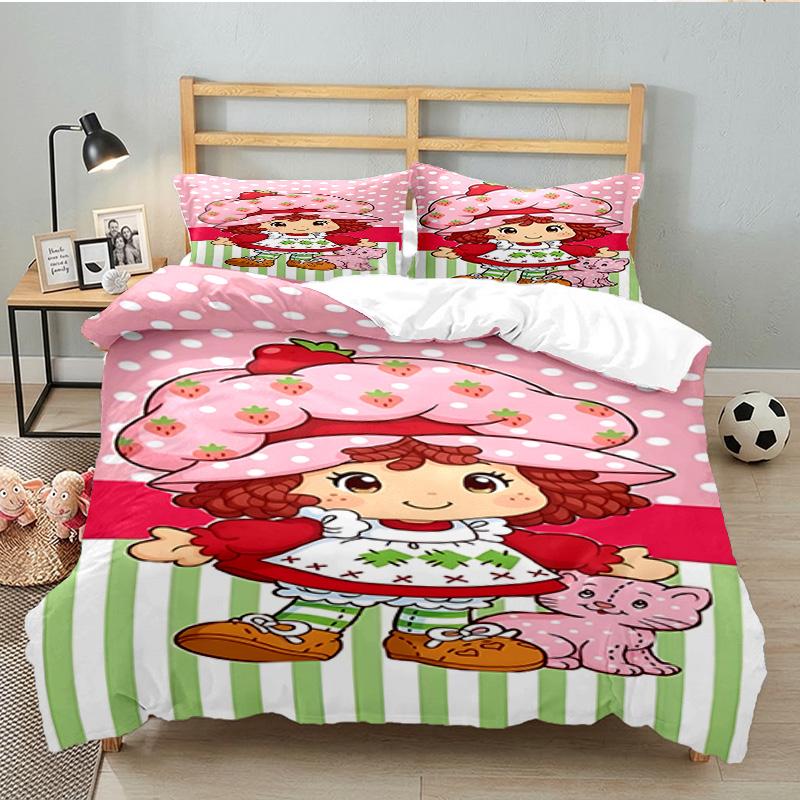Straw-berry 3pcs Bedding Set,Including 1pc Duvet Cover And 2pcs Pillowcases Perfect Gift for Christmas,Ideal for Bedroom, Dormitory