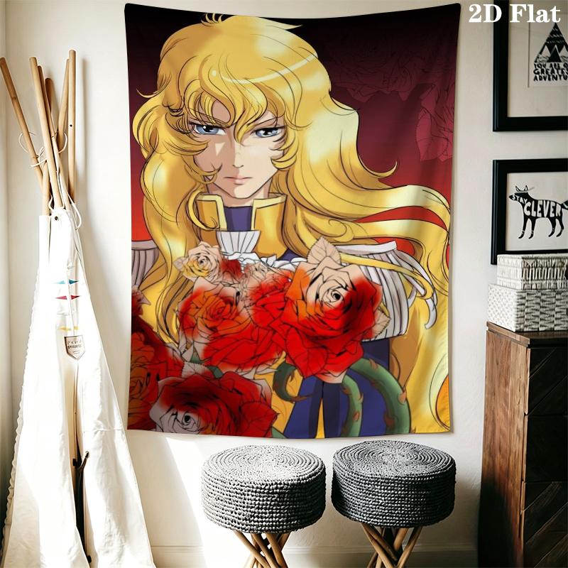 Versailles Rose Love Wall Tapestry Aesthetic Wall Hanging Printed Fabric Blanket Decorative Tapestries for Bedroom Living Room Home Decor
