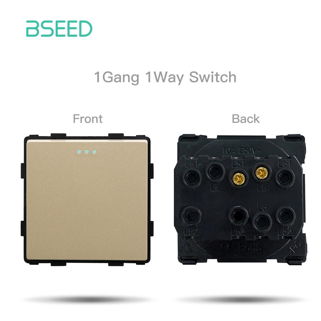 BSEED DIY EU Standard TV Satellite USB Sockets Button Switches With Crystal Glass Frame Panel Gold Home Improvement DIY Free