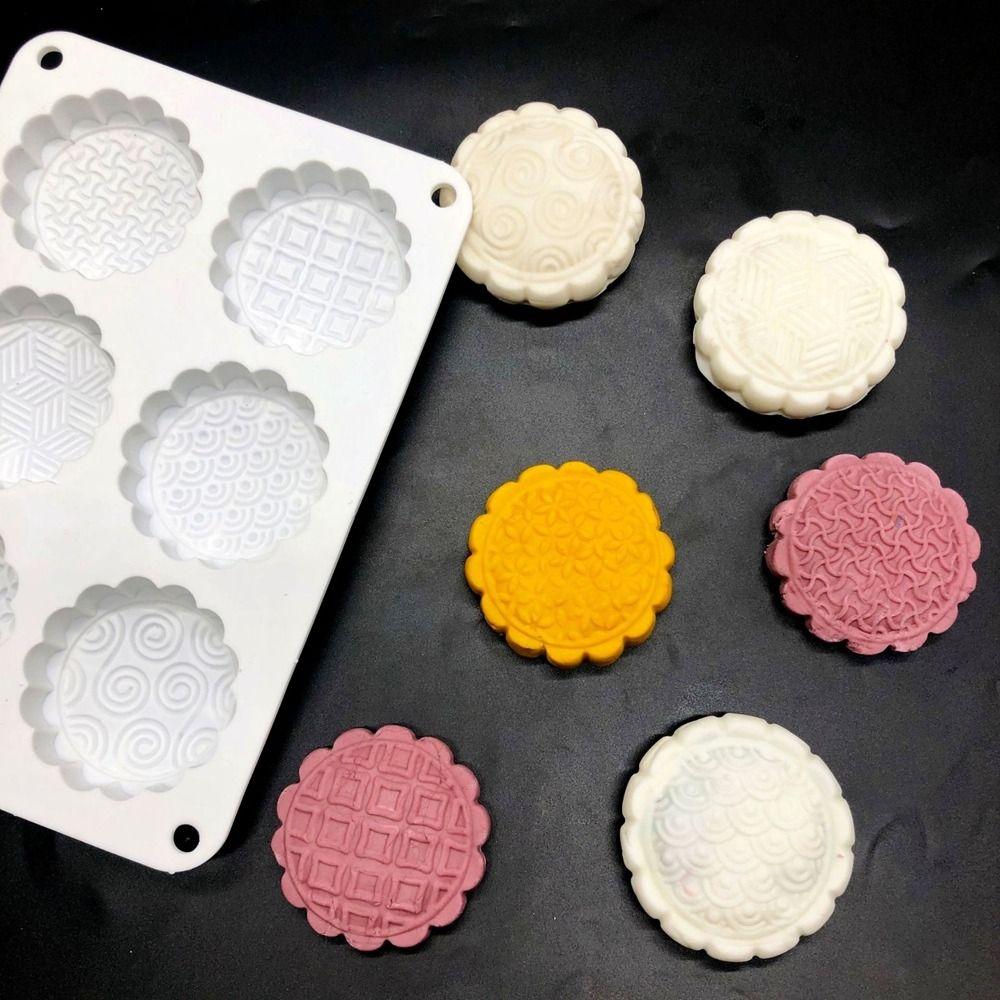 Chinese Style 6 Holes Mooncake Mold 3D Mung Bean Mold Creative Cookie Mold Baking Tool