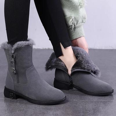 2025 новые женские хлопковые сапоги на плоской подошве, утепленные и утолщенные, на мягкой подошве, средней высоты, зимние, большие хлопковые сапоги для Северо-Востока, короткие сапоги