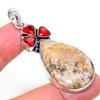 Leopard Skin, Garnet Handmade 925 Sterling Silver Pendant 2.21" D7L78