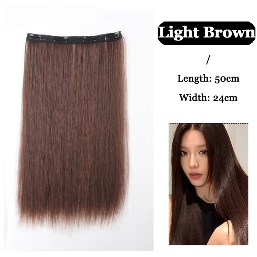 Synthetic Long Straight Clip In One Piece Hair Extension 4 Clips Inner Layer Hidden Hair Hair Piece Wig