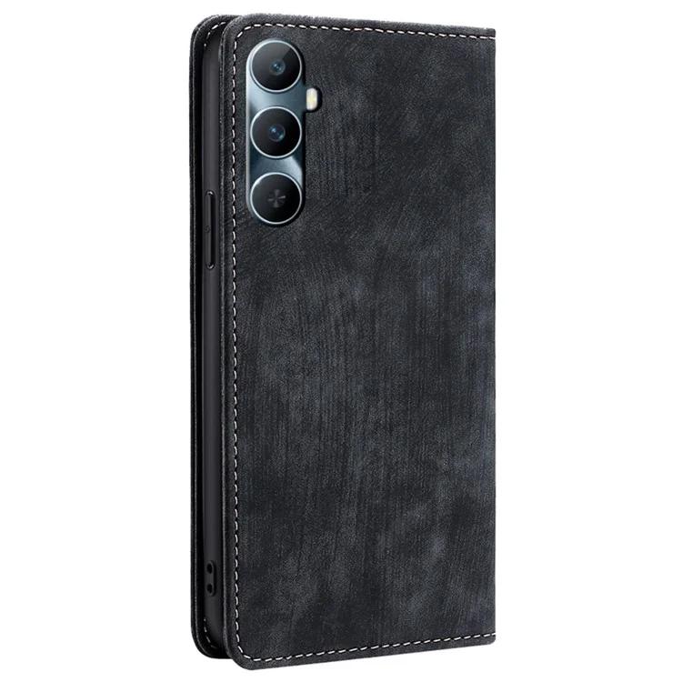 Для Realme C65 4G чехол-кошелек с блокировкой RFID, кожаный чехол с подставкой - черный