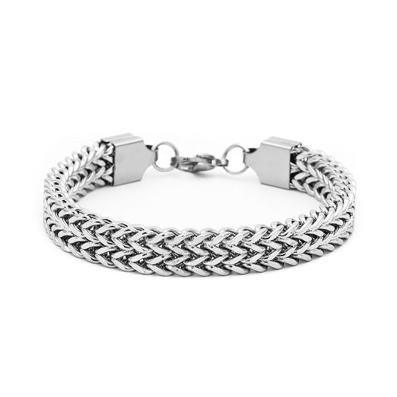 MAITA Men's Titanium Steel Bracelet & Bangle 22cm Cool Silver Vintage Snake Chain