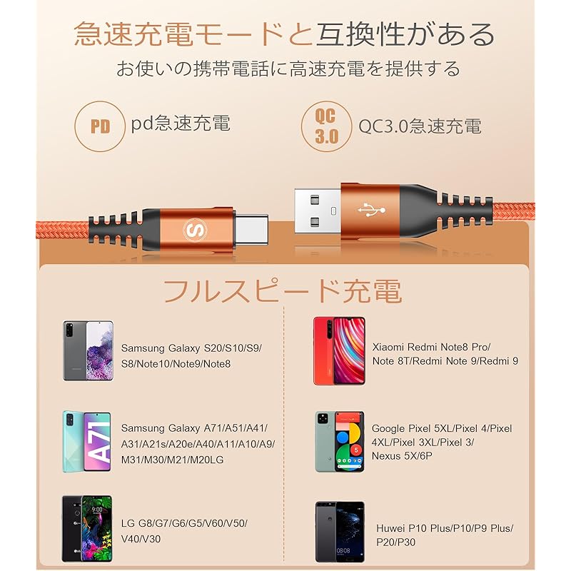 Кабель USB Type C [3 м/комплект из 2 шт.] Кабель Sweguard USB-C и USB-A 3,1 А [совместимый с быстрой зарядкой QC3.0] кабель для зарядки типа C для iPhone16/iPhone 15 Pro MAX,