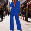 Women's 2 Piece Blazer Outfits Business Casual One Button Blazer Jacket Wide Leg Dressy Pants Set Professional Work Office Sets