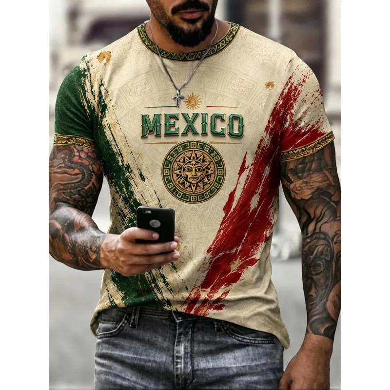 2026 New Mexican National Team Soccer T-shirt Full Flat Print Short Sleeve Mexico Flag Training Sportwear for Summer
