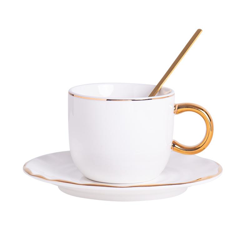 Light Luxury Coffee Cup And Saucer Set, Creative Gold-Painted Ceramic Cup, Afternoon Tea Cup, Gift Cup.