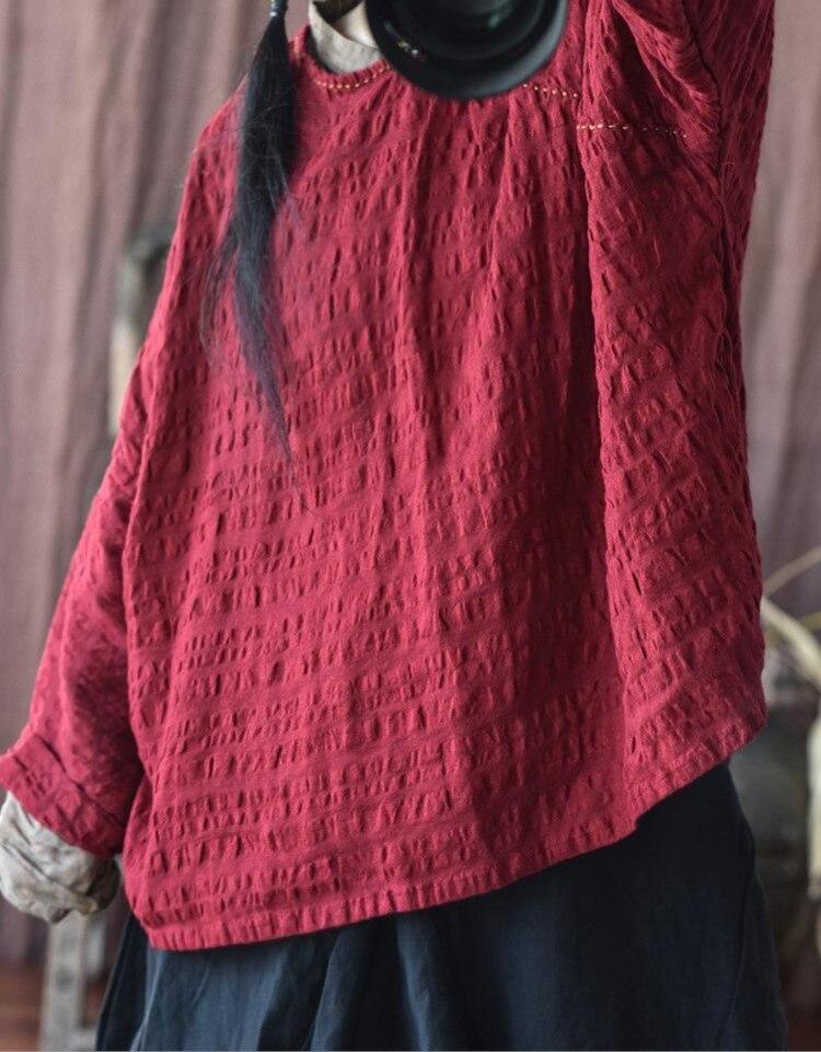 Johnature Women Linen Vintage T-Shirts Autumn Long Sleeve Loose Clothes Fall Casual Female T-Shirts