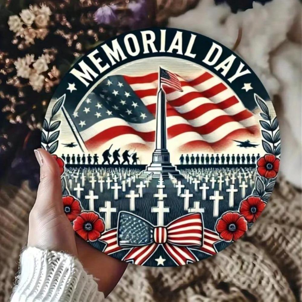 Патриотический американский флаг Солдат Металлическая жестяная табличка Декор ко Дню памяти Уличный Водонепроницаемый Ржавчиностойкий