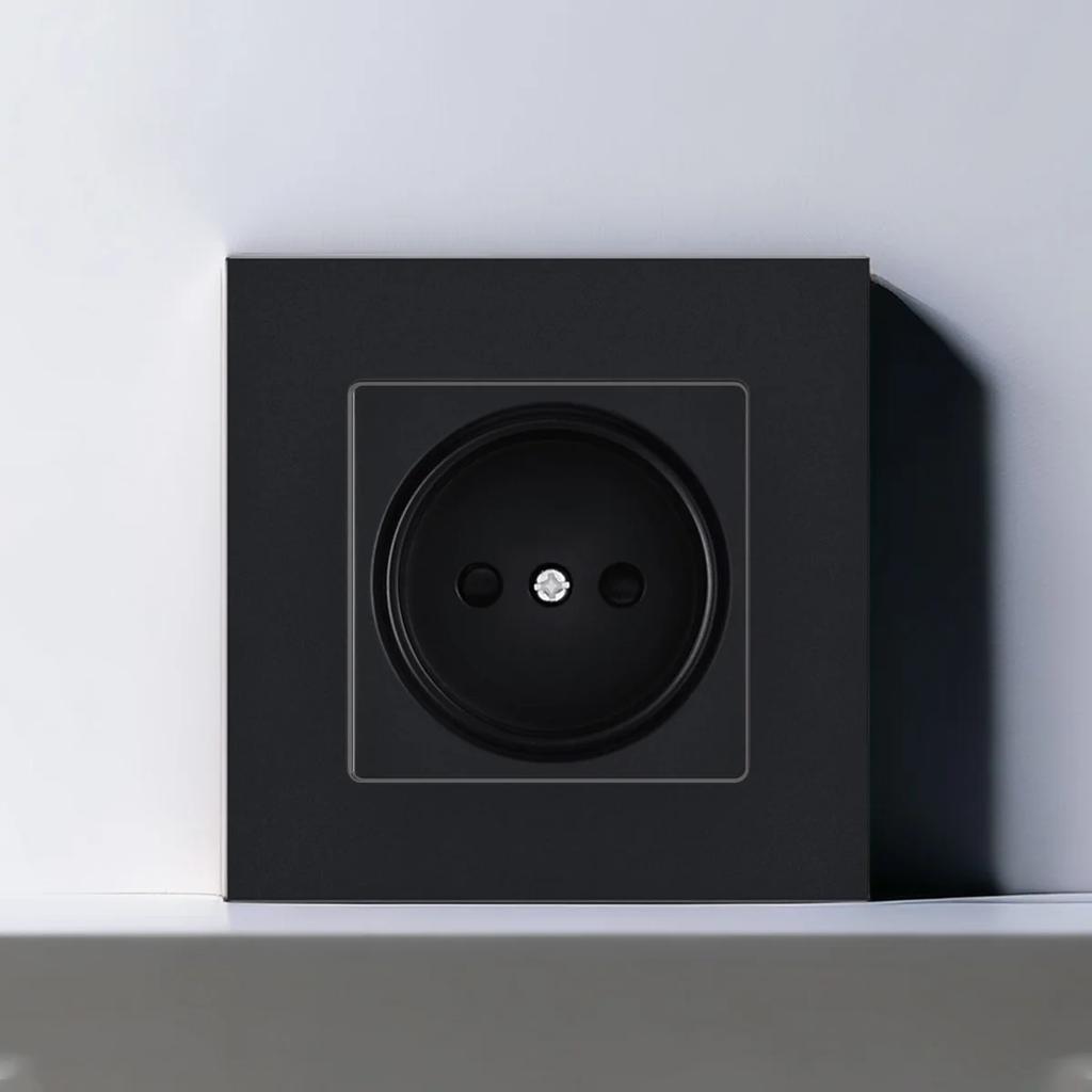 Электрическая розетка европейского немецкого русского стандарта, настенная панель розеток 16 А, европейская розетка с круглым отверстием, переменный ток 250 В, черная