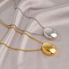 Large Oval Water Drop Necklace Metal Smooth Glossy Droplet Pendant Long Sweater Chain Women Girls