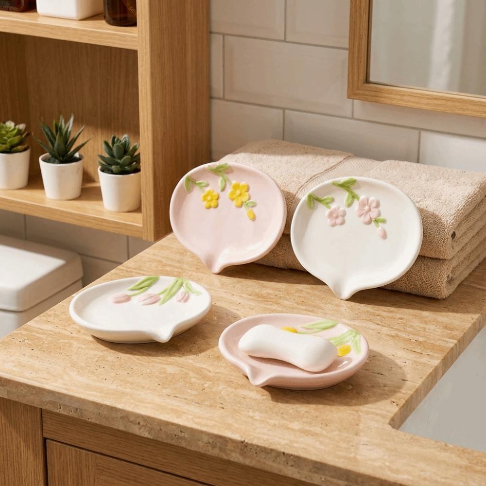 Thickened Flower Soap Holder Non Perforated Soap Dish Article Rack Sink Storage Rack Kitchen