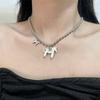 Alloy Horse Pendant Necklace Silver Plated Beads Neck Chain Enamel Pendant Necklace  for Women