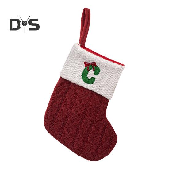 Мини-инициал рождественский чулок вышитая буква вязаные рождественские чулки фестиваль подвесное украшение для домашнего рождественского декора