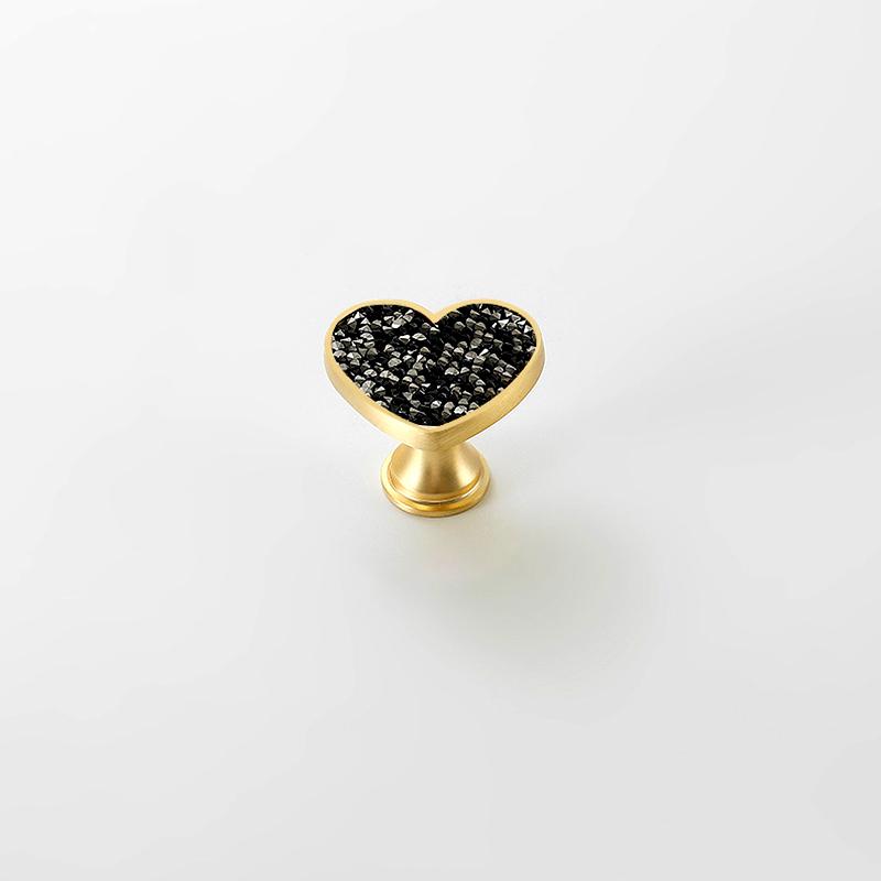 2 шт. Ручка для ящика Оригинальность Без пробивки Мультяшная С бриллиантом Современная ручка-кнопка для ящика Тяга Форма сердца Металлическое основание