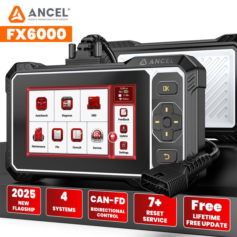 2025 Новый ANCEL FX6000 4 Системы Диагностические Инструменты 7 Сбросов Сервиса Автомобильный Сканер Двунаправленное Управление Autovin OBD2 Сканер