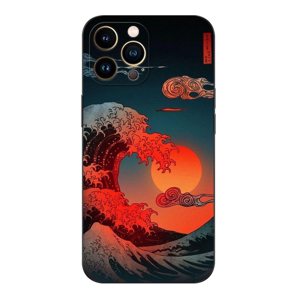 Чехол для телефона с мультяшной волной для iPhone Samsung Galaxy Redmi Xiaomi Oppo OnePlus Note SA 7 8 9 10 11 12 13 14 20 21 22 23 53 54 Pro Max Ultra TPU Soft