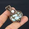 Медный кулон с ларимаром, драгоценный камень, украшения ручной работы, кулон, обернутый медной проволокой 999 пробы, ювелирный подарок для жены