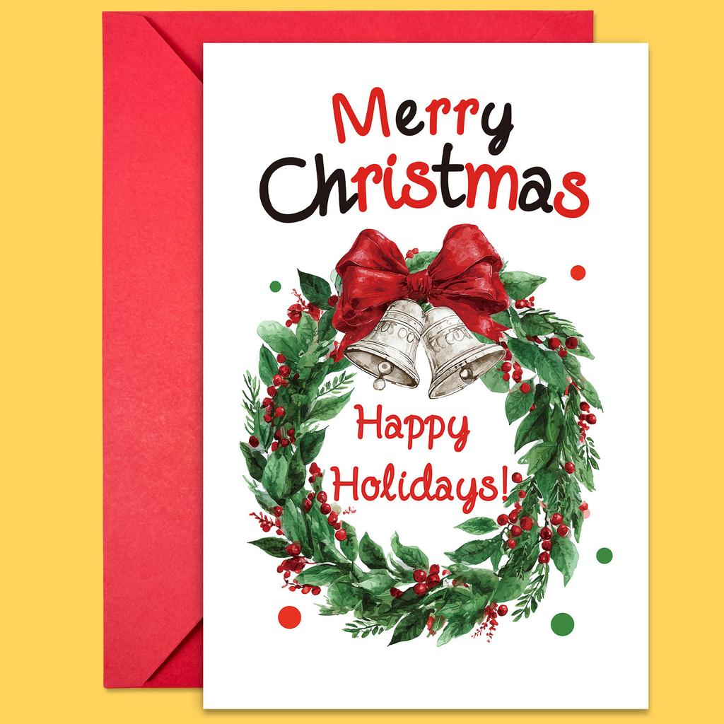 10PCS Christmas Greeting Cards Set with Envelopes, Cartoon Hand-drawn Xmas Cards for Holiday Wishes & Gifts
