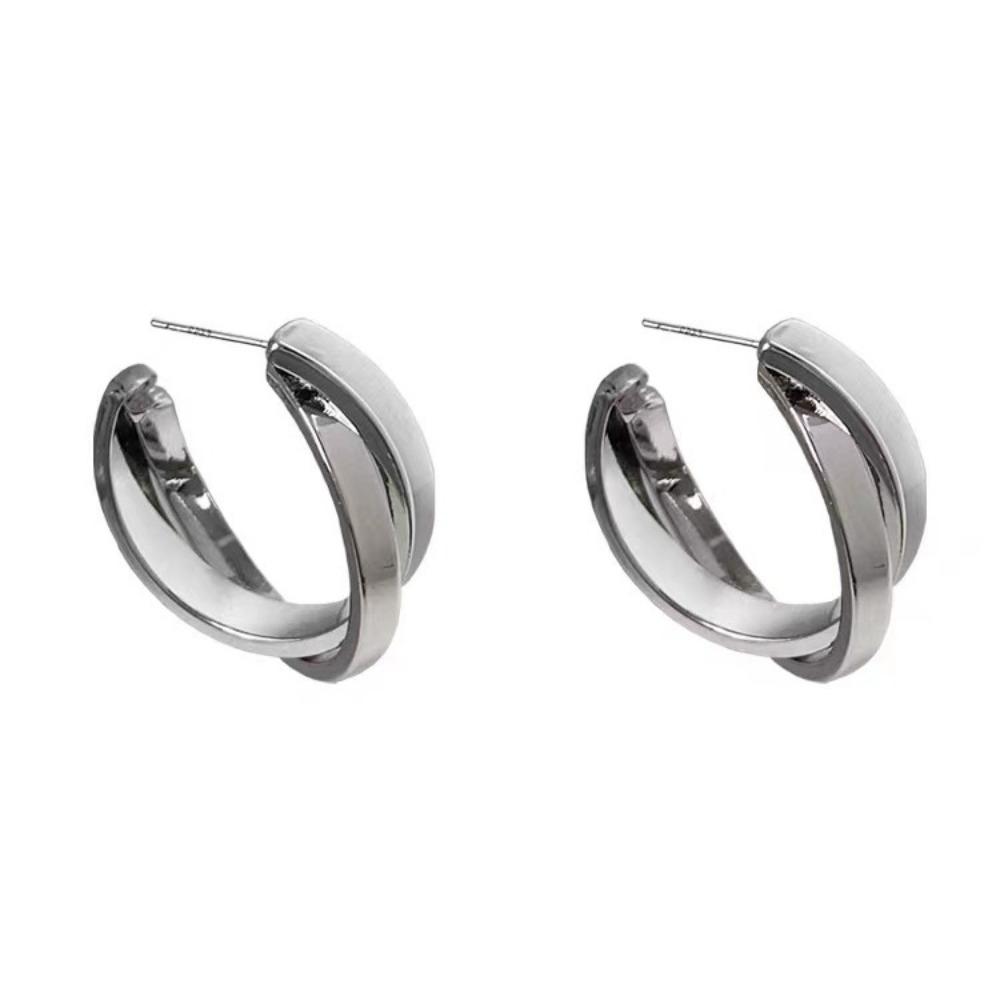 Серьги из сплава металла геометрической формы с перекрещивающимися петлями, серьги-капли C-образной формы, женские