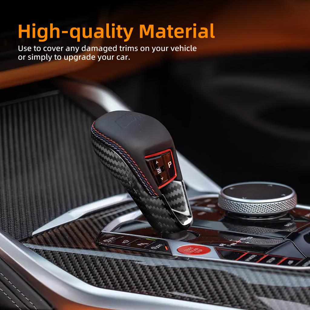 Real Carbon Fiber Gear Shift Knob Cover for BMW M2 G87 M3 G80 M4 G82 G83 X3M F97 X4M F98 X5M F95 X6M F96 M8 F91 F92 F93 2021-2025