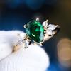 Water Drop Green Stone Rings for Women Vintage Gold Color Marquise Stone Ring Elegant Jewelry Chic Bands Gifts