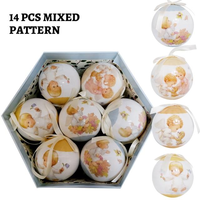 14 шт. в коробке, рождественские елочные подвесные шаровые украшения Navidad, новогодний шар, безделушка для рождественских украшений своими руками, шар с ремнями, детский подарок