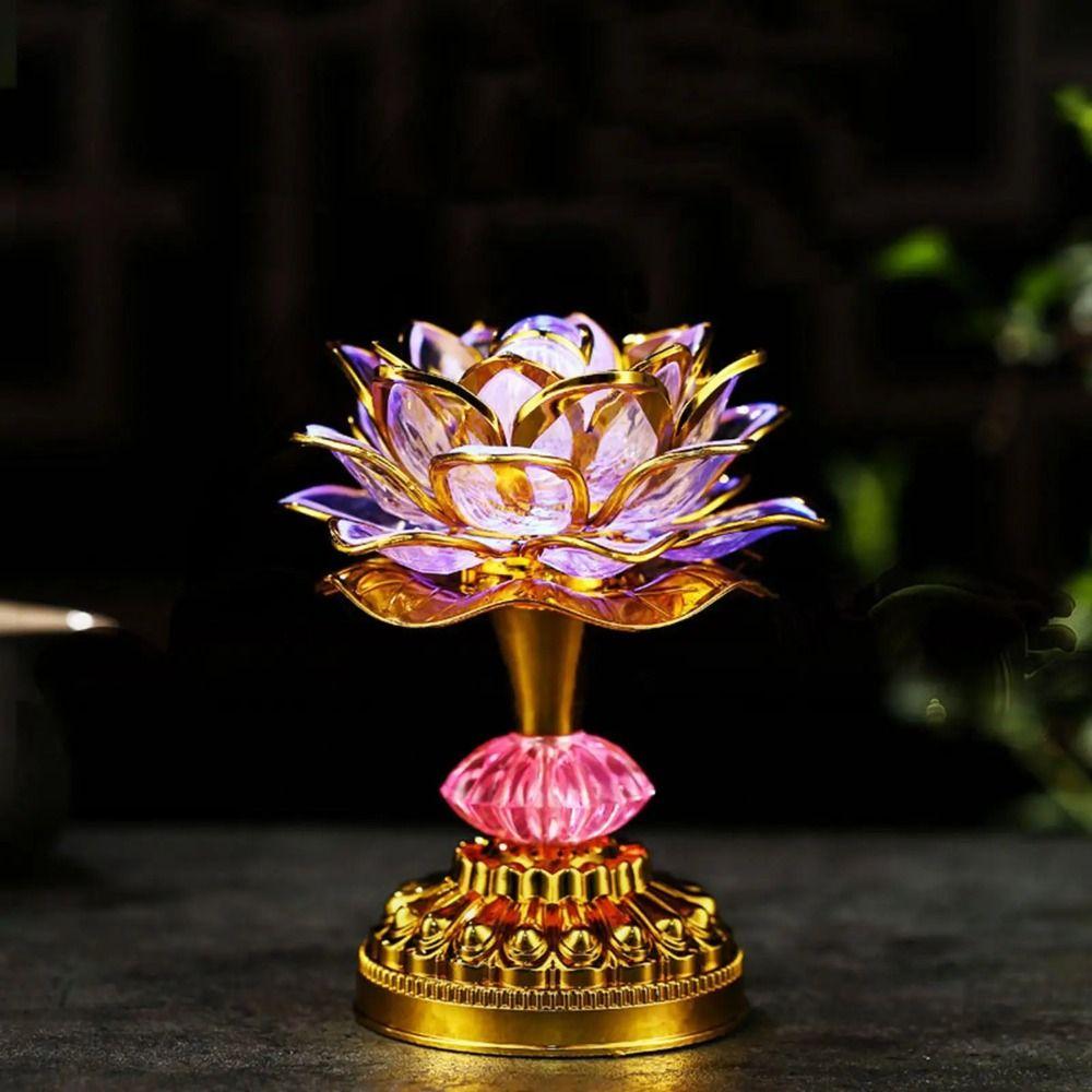 220V Buddhist Lamp LED Night Light Buddha Music Machine Lotus Flower Lamp Temple