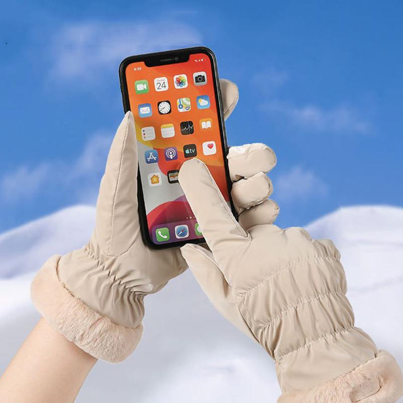 Woman Winter Warmer Cute Panda Plush Velvet Touch Screen Gloves Girls Outdoor Skiing Riding Mittens