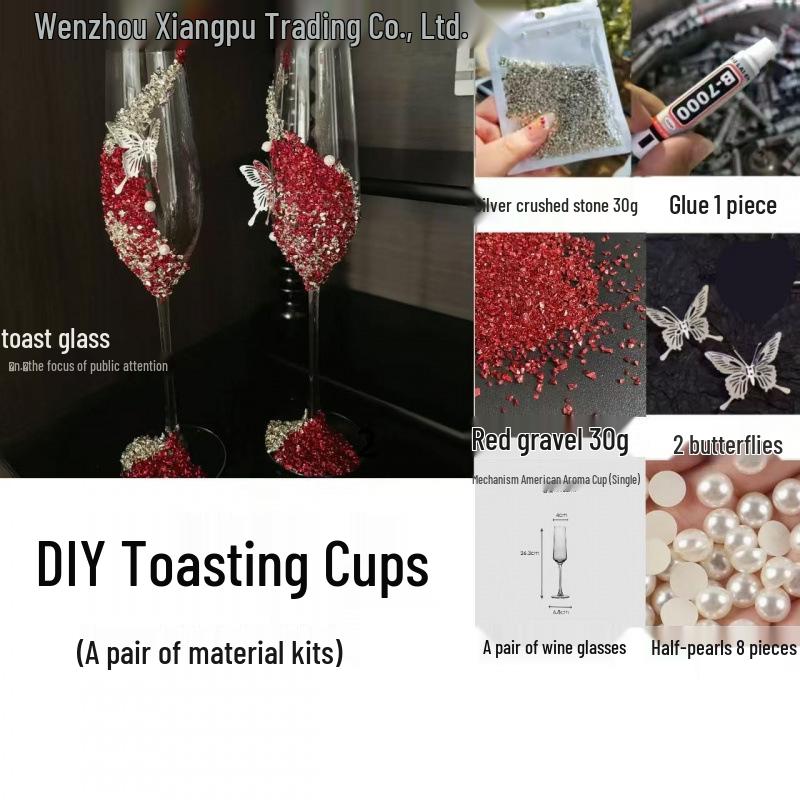 Фиолетовая кисточка Мозаика Бабочка Бокал для тостов с шампанским Набор для самостоятельной сборки для свадеб