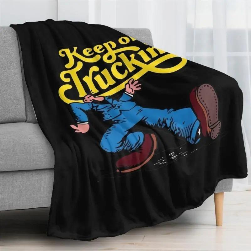 Персонализированный плед Keep On Truckin для кровати, Мягкий плед-коллаж для спальни, Милый плед, Забавный декор для комнаты, Фланелевые пледы