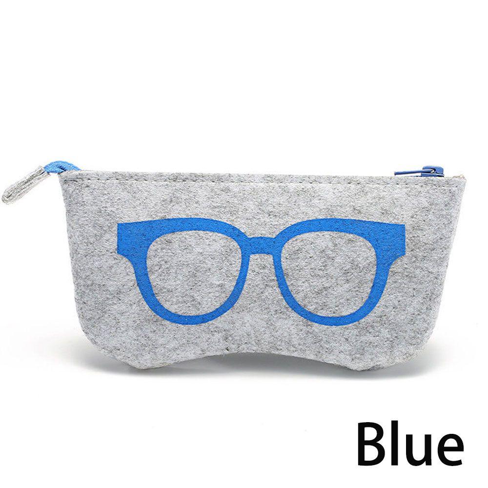 New Solid Storage Zipper Pouch Eye Glasses Bag Sunglasses Case Felt Box
