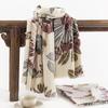 2024 Printed Scarf Women'S Winter New Style Imitation Cashmere Scarf Warm And Cold Proof Scarf, Artistic Retro Style Shawl