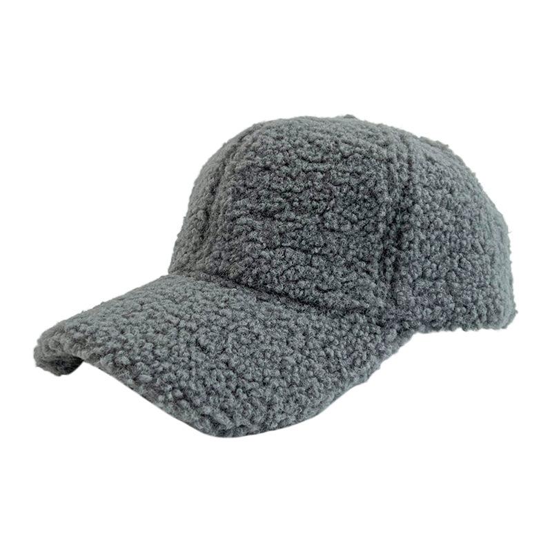 Cross-border Trendy 100% Polyester 6-Panel Baseball Cap Women's Adults Velvet Warm Duck Tongue Hat Autumn Winter Solid Color